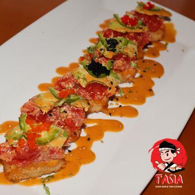 Indulging in the ultimate fusion delight: Crispy Tuna Bites!  #CrispyTunaBites #SushiFusion #FoodieDelight #FlavorExplosion #InstaFood