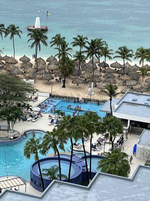 Picture from high rise Riu Palace 14th floor where we stayed. Lovely resort