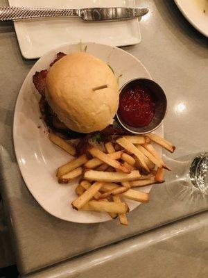 Burger served on homemade bun