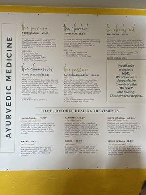 Treatment menu