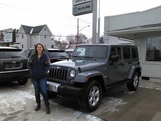 Carrie with her new Wrangler