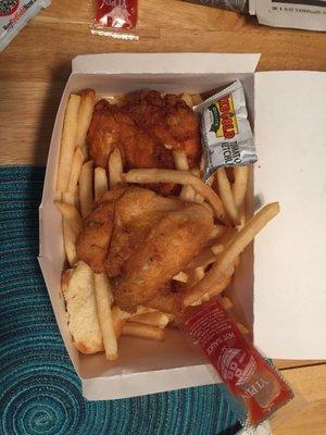 Nice fried chicken box with generous hot fries - tasty!