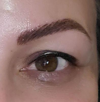 Fresh after brow microblading and eyeliner.