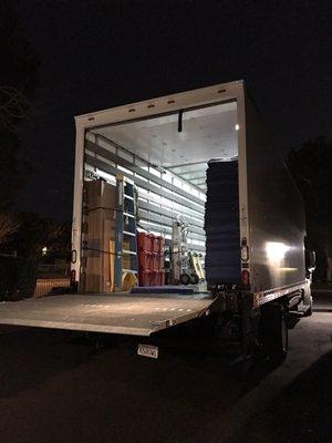 Inside their truck. Pretty organized.