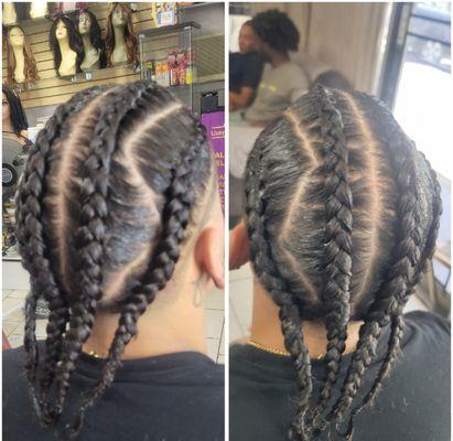 4 Cornrows with design