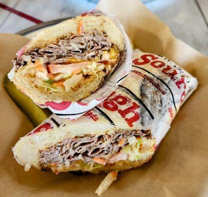 8" Smoked Brisket with cole slaw and homemade spread - delicious!