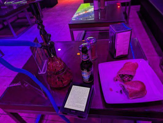 Milken Cookies hookah with Chicken Salad sandwich (and a good book!)