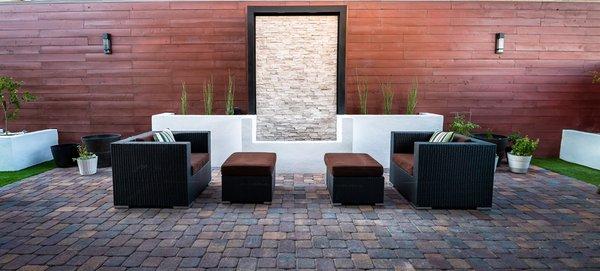 Water feature and Pavers sitting area