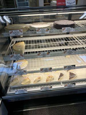 Displayed Cheesecake and cheesecake slices