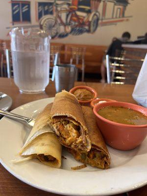 Chicken Tikka Dosa  with tomato and coconut chutney