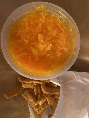 Bright orange Egg Drop Soup