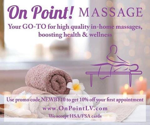 Use promo code NEWBY10 to get 10% off your first appointment.  We accept HSA/FSA cards.