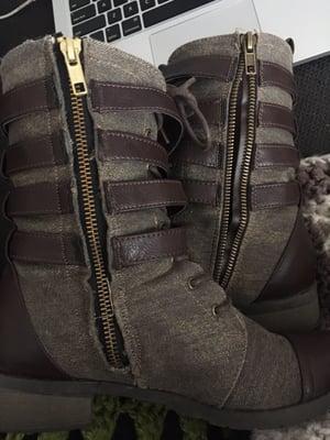 The right is what happened to the boot on the left. The left is the beautifully replaced zipper.