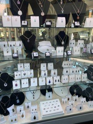 Lots of jewelry made with  unique stones.