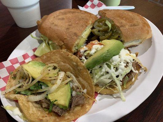 Lengua taco, pastor sopa, and pollo torta!!