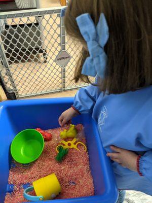 Sensory bin was fruit scented this week!