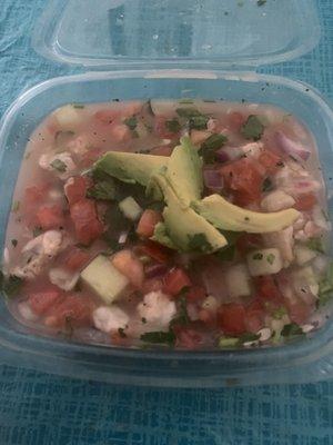 Shrimp ceviche (tostada)