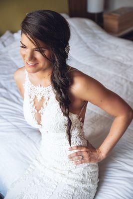 Beautiful Bride on her Wedding day. Getting ready