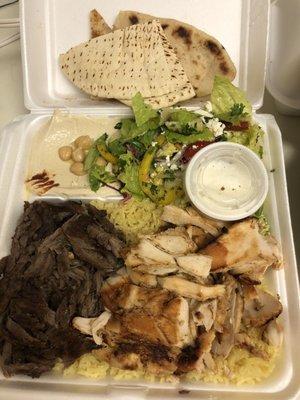 Beef and chicken shawarma combo plate