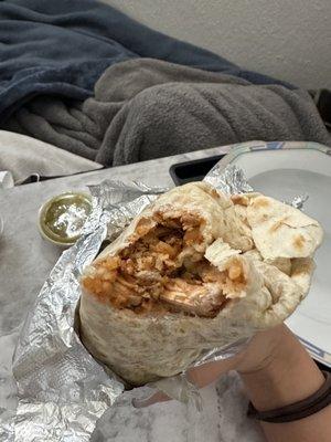 inside of pollo burrito