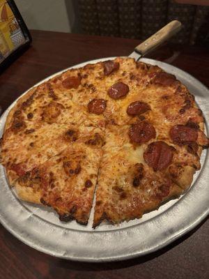 Pepperoni and cheese pizza