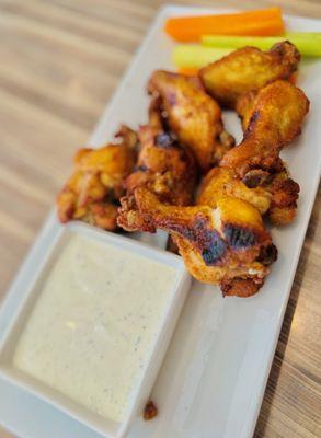 Coal-Fired Wings (Plain) with their house  made ranch dressing