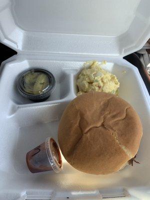 Chopped brisket samich with tater salad