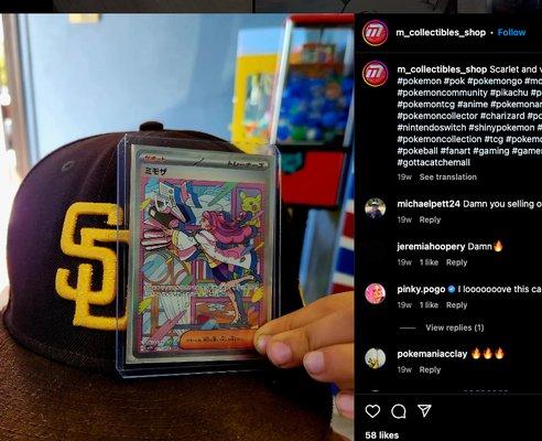 Follow us on Instagram! IG: @m_collectibles_shop
for updates on hot new sports memorabilia, collectible toys, and Pokemon go updates!