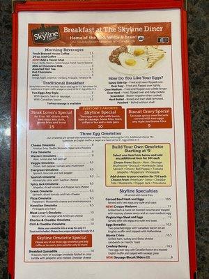 Breakfast menu front