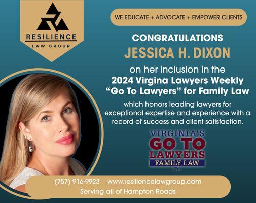 Virginia Go To Family Law winner attorney Jessica Dixon