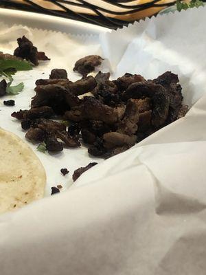 The burnt steak from the tacos.