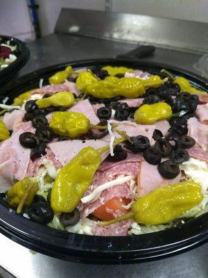 A party Antipasto salad. Great for catering!