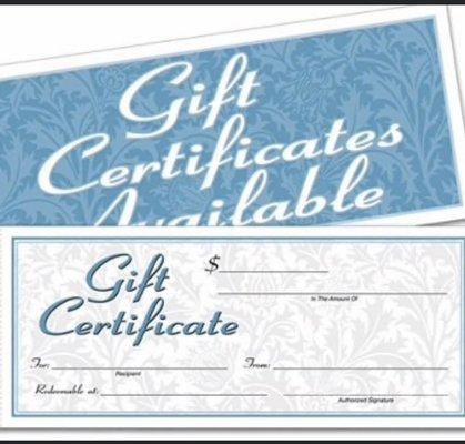 Gift Certificates available