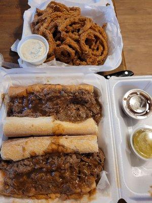 Crispy Onion Rings, Roast Beef PoBoy