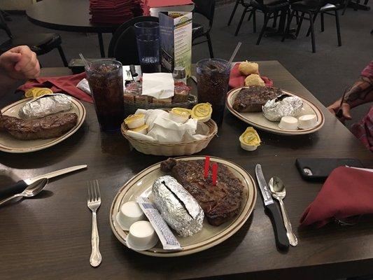 Two ribeyes & A sirloin