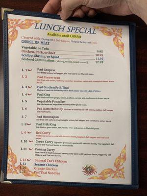 Menu Lunch Special