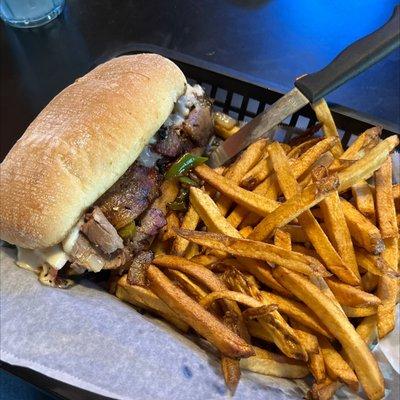 Brisket Philly and Sharky fries.