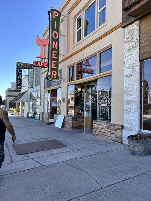 Street view w/restored neon sign