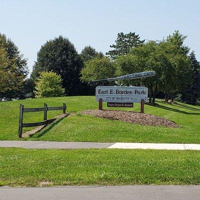 Entrance Sign at Borden Park with Notice Of Batting Cages!  8/20/2023