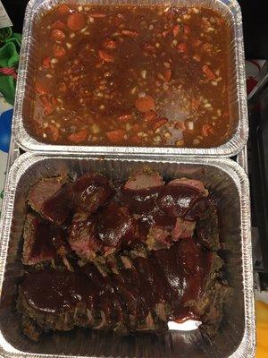 Tri tip and bake beans trays for parties