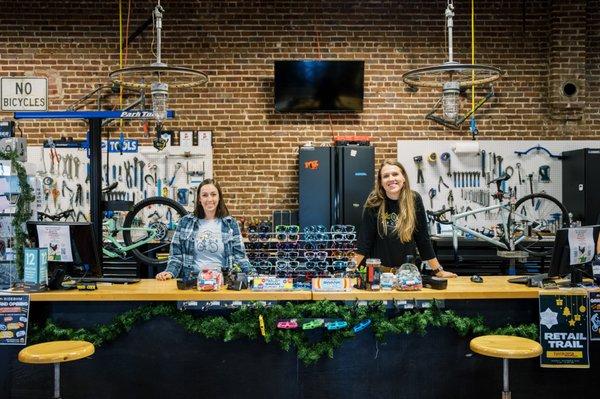 Morgan (co-owner) and M'Kayla are ready to help you with your bike needs!