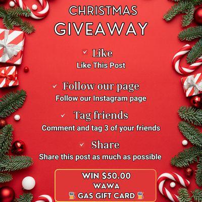 Visit our Instagram page @rollingwheelsinc to participate in our Christmas giveaway