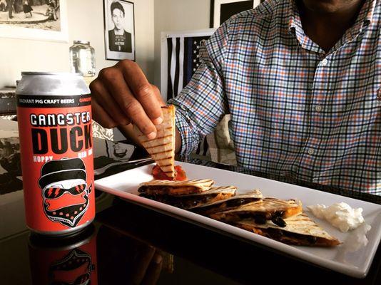 Quesadilla + beer