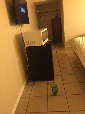 Microwave, tv, fridge, dresser