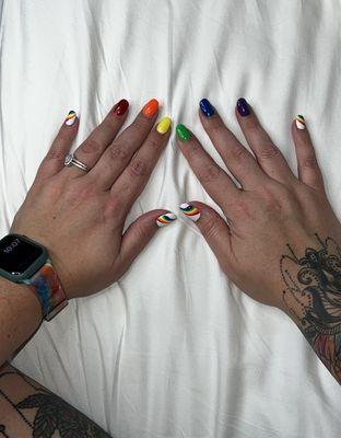 Rainbow pride nails