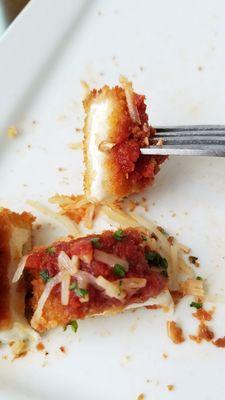 Fried mozzarella, sauce, then parm