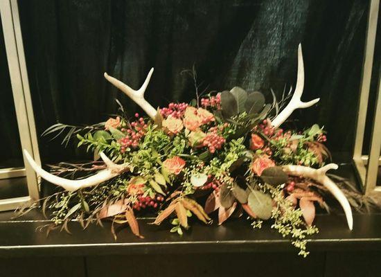 Rustic Fall and Antler centerpiece