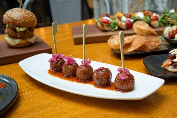 CHICKPEA "MEATBALLS" - Co-Op Smoked Poblano, Pickled Red Onion, Cilantro