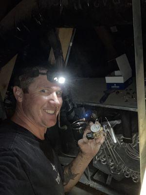 Late night TXV replacement in 125' attic