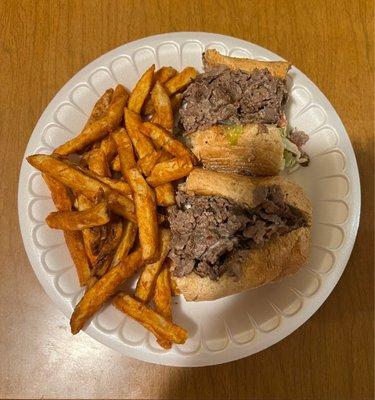 Cheesesteak & spicy fries